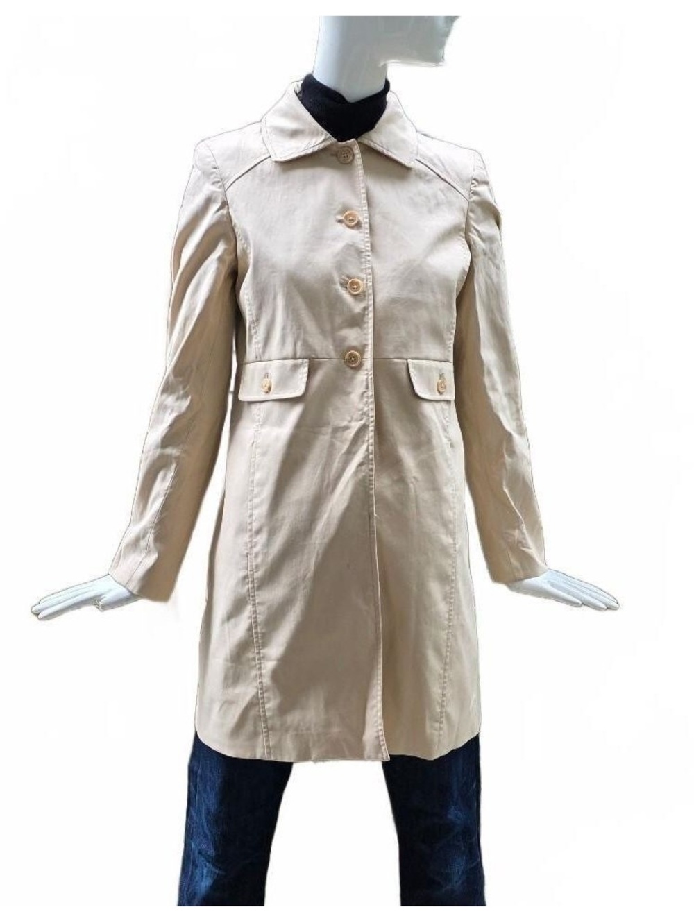 Tommy Hilfiger Tan 100% Cotton Utility Trench Coat Paisley Cuff Lining M